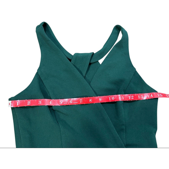 Lulus Green Wonder Whirl Dark Green Twist Back Skater Dress S - Picture 6 of 7